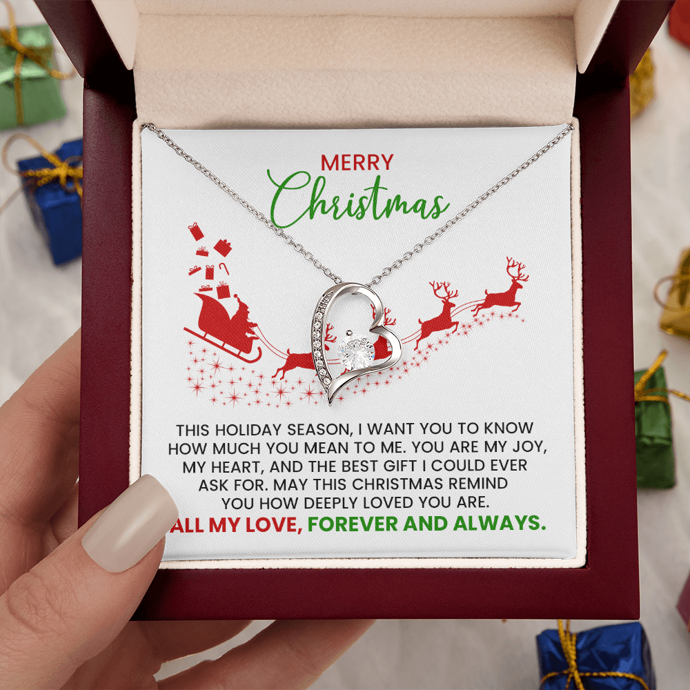 Christmas Gift For Wife, Girlfriend, Soulmate - Forever Love Gold Pendant Necklace With Heartfelt Message Card