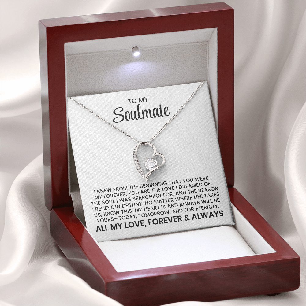 Wife, Girlfriend, Soulmate Gift For Christmas, Anniversary, Birthday Gift - Forever Love Gold Pendant Necklace With Heartfelt Message Card