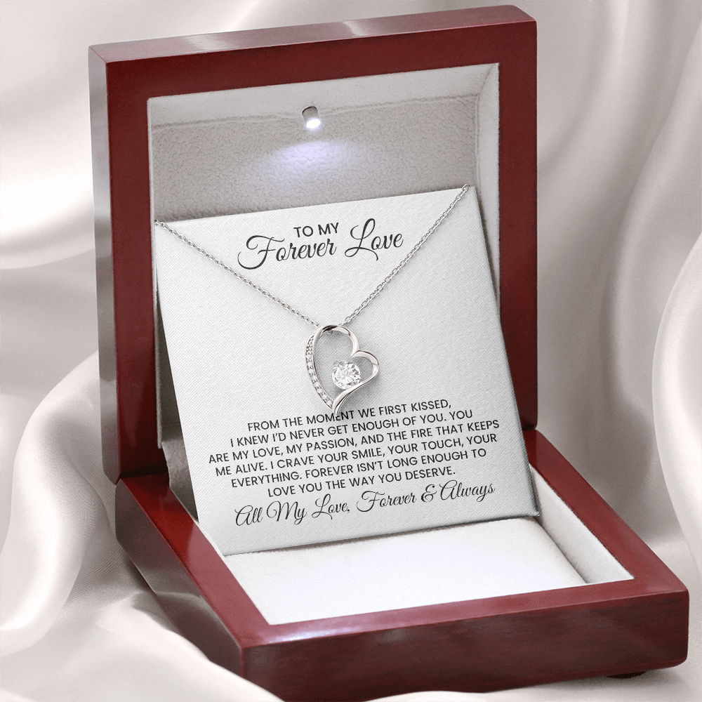 Wife, Girlfriend, Soulmate Gift For Christmas, Anniversary, Birthday - Forever Love Gold Pendant Necklace With Heartfelt Message Card