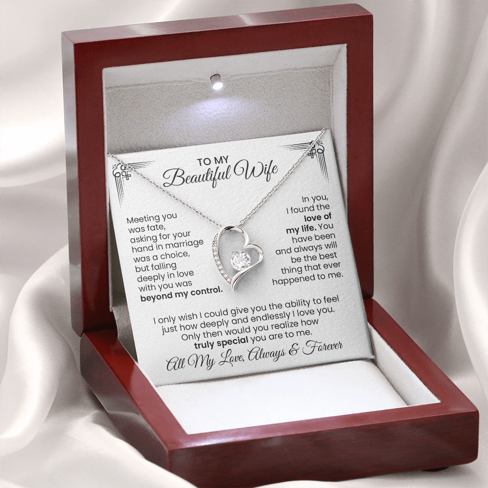 Beautiful Wife Anniversary Gift - Forever Love Heart Pendant Necklace With Heartfelt Message Card