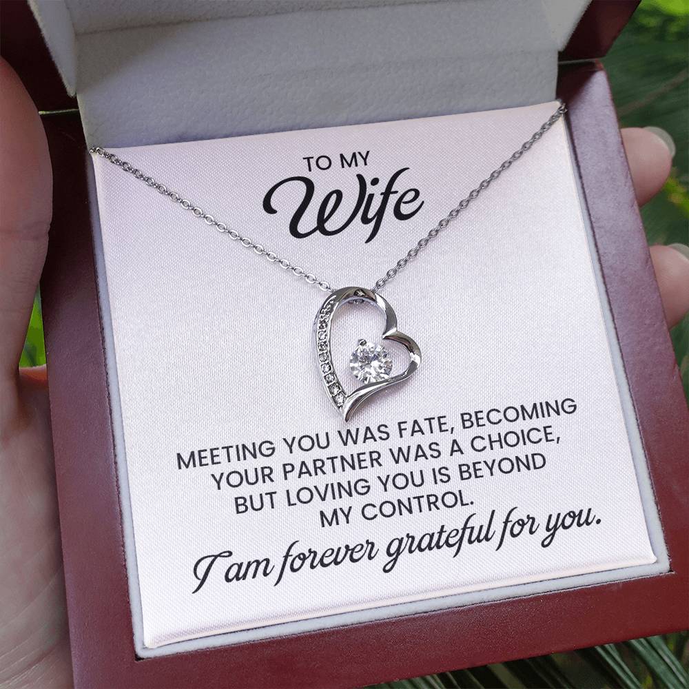 Wife Christmas, Anniversary, Birthday, Special Occasion Gift - Forever Love Gold Pendant Necklace With Heartfelt Message Card