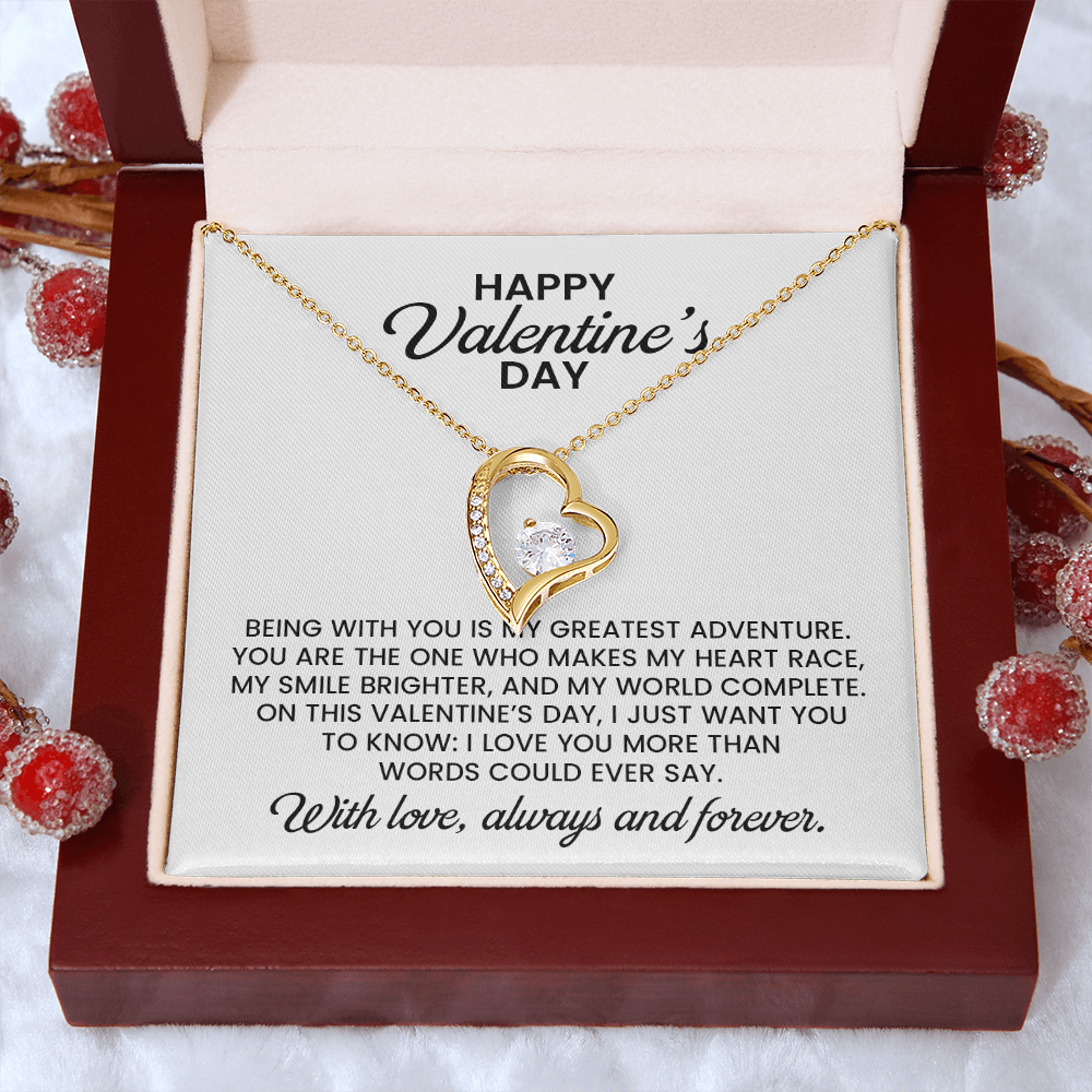Valentine's Day For Wife, Girlfriend, Soulmate Forever Love Gold Pendant Necklace With Heartfelt Message Card
