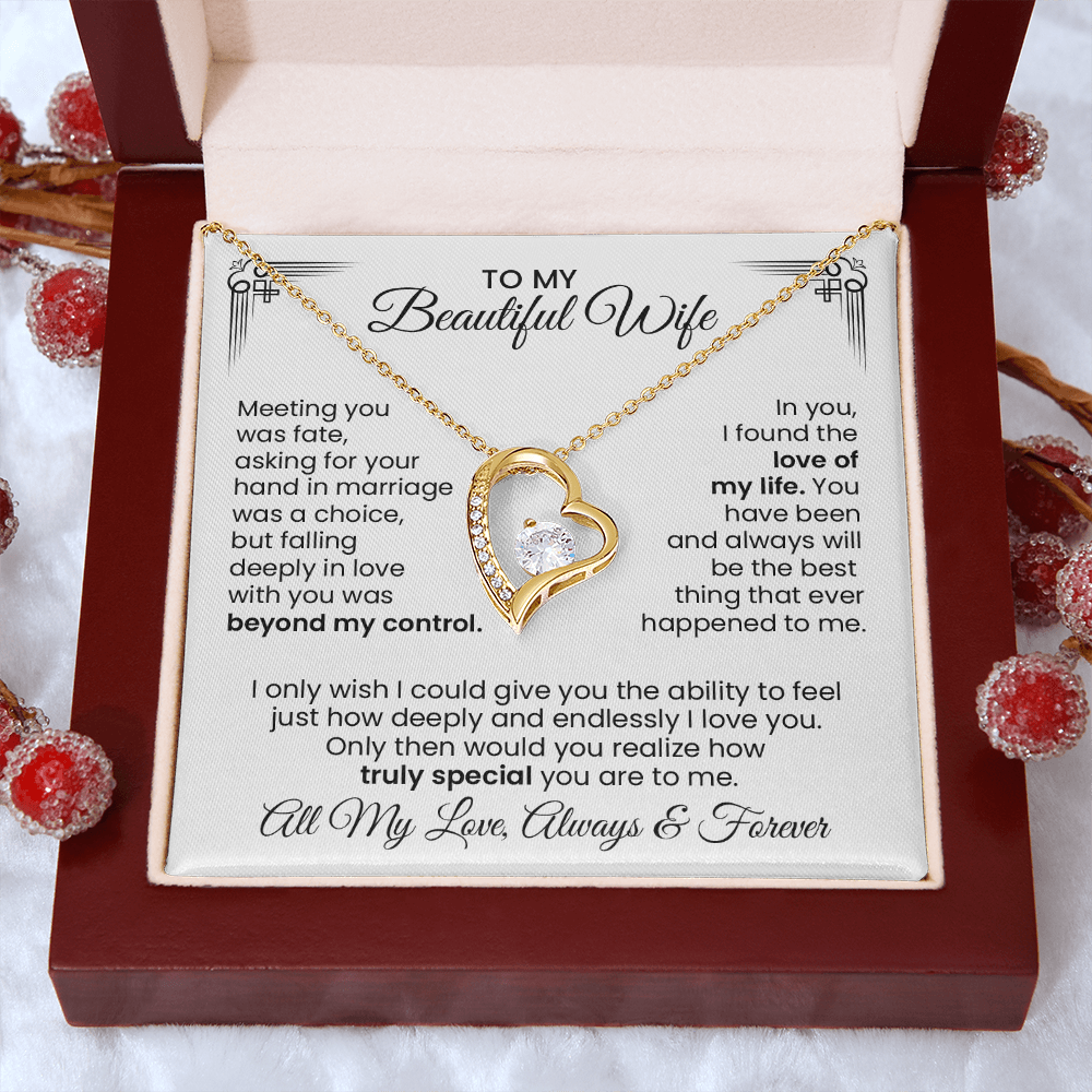 Beautiful Wife Anniversary Gift - Forever Love Heart Pendant Necklace With Heartfelt Message Card