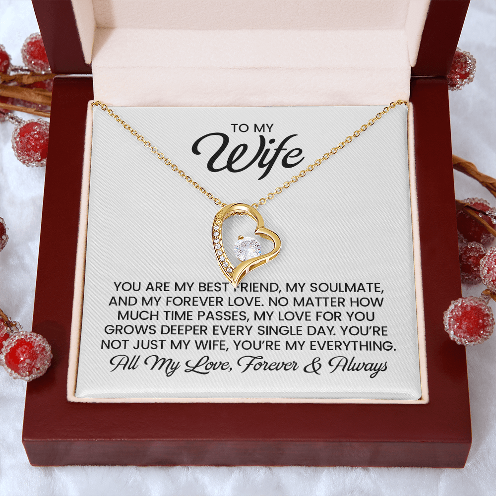 Wife Gift For Christmas, Anniversary, Birthday - Forever Love Pendant Necklace With Heartfelt Message Card