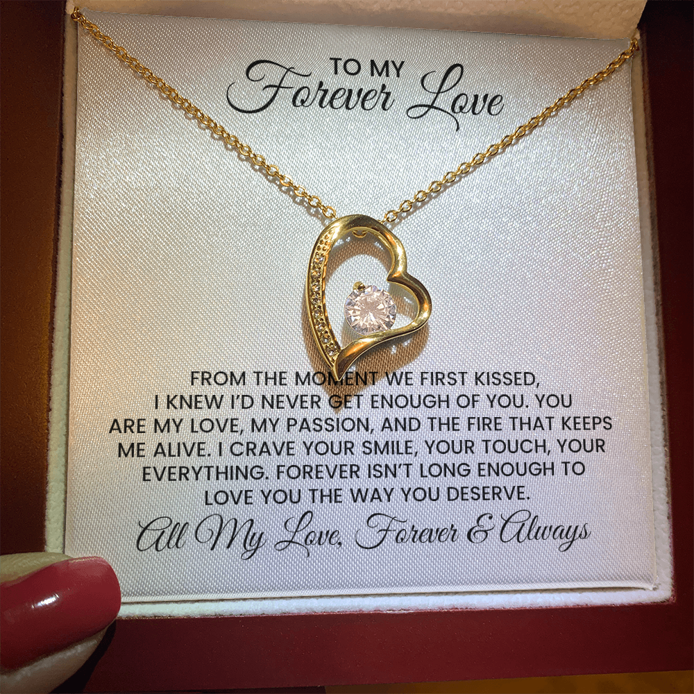 Wife, Girlfriend, Soulmate Gift For Christmas, Anniversary, Birthday - Forever Love Gold Pendant Necklace With Heartfelt Message Card