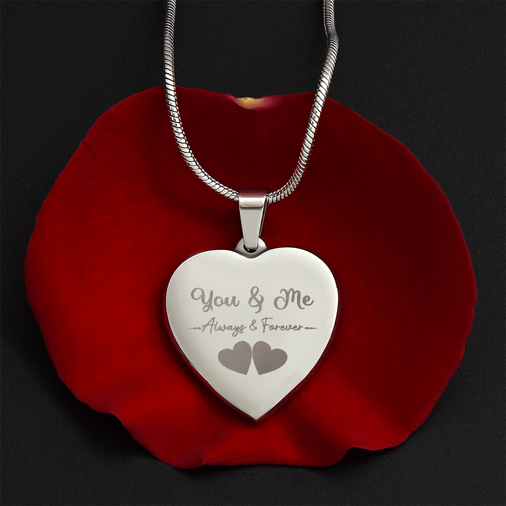 Wife, Girlfriend, Soulmate Christmas, Anniversary, Birthday Gift - Engraved Personalized Heart Pendant Necklace