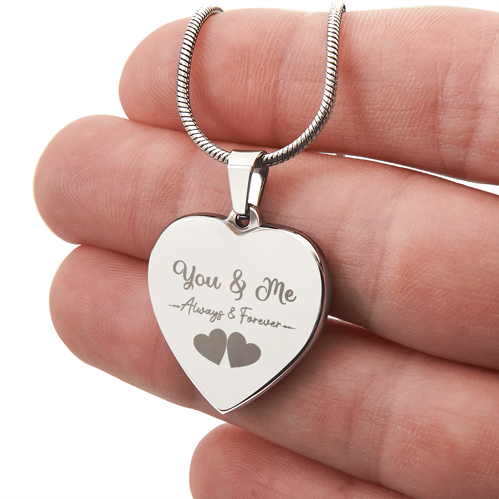 Wife, Girlfriend, Soulmate Christmas, Anniversary, Birthday Gift - Engraved Personalized Heart Pendant Necklace