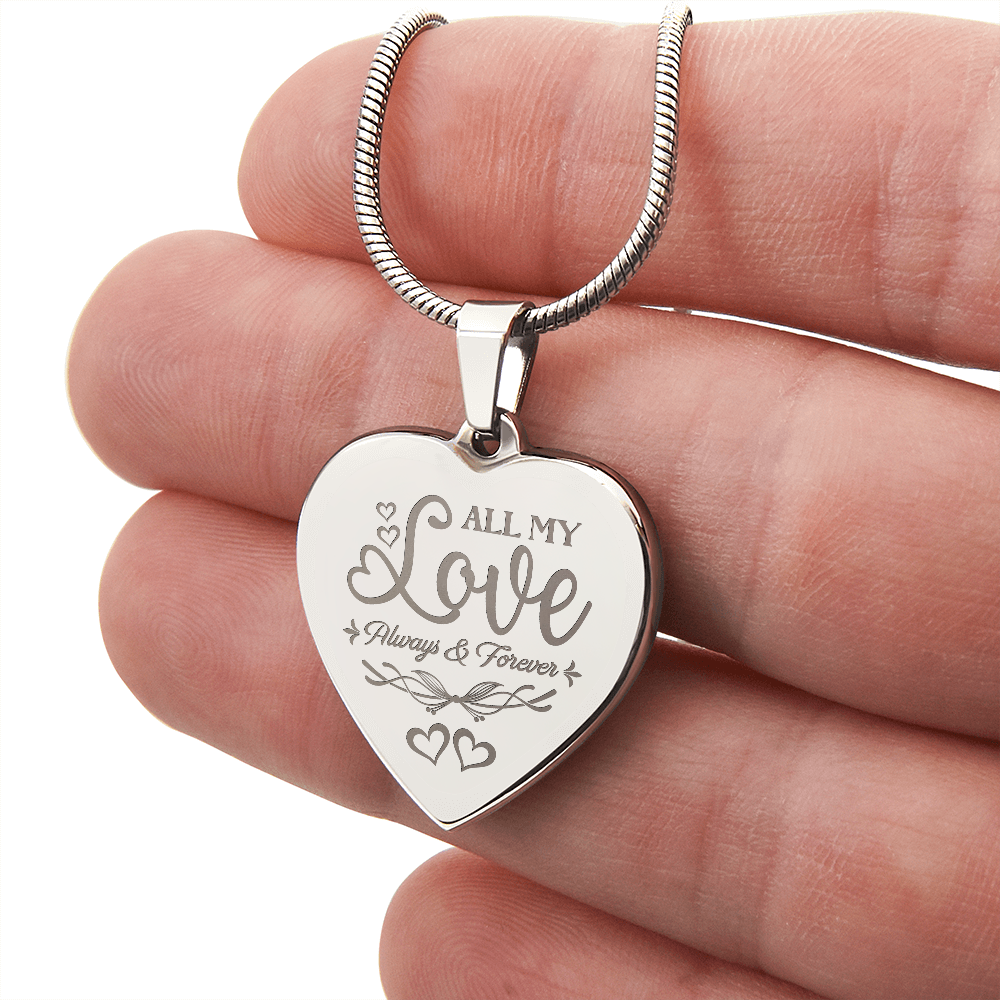 Engraved Heart Necklace For Wife, Girlfriend, Future Wife, Soulmate In Gold Or Stainless Steel - Add A Personalized Message