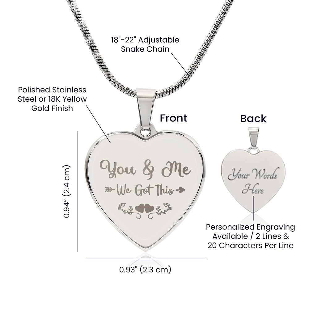 Wife, Girlfriend, Soulmate Christmas, Birthday, Anniversary Gift - Engraved Gold Personalized Heart Necklace