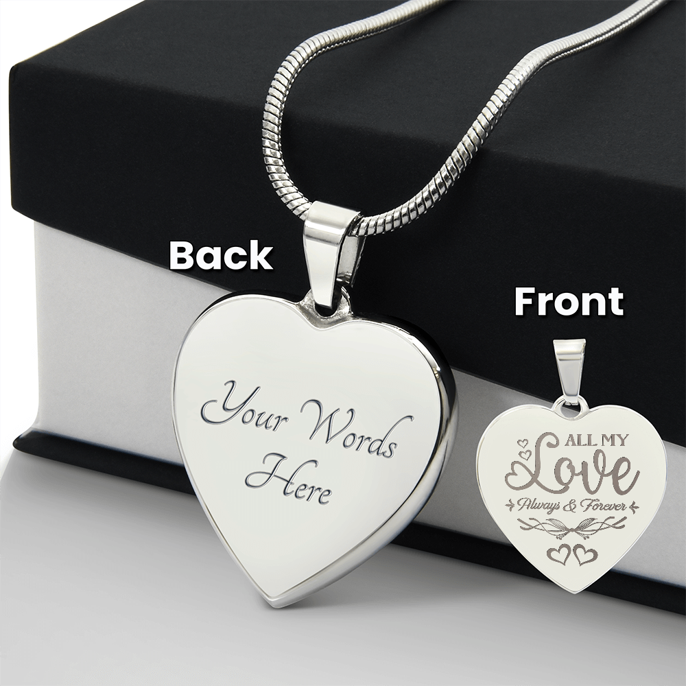 Engraved Heart Necklace For Wife, Girlfriend, Future Wife, Soulmate In Gold Or Stainless Steel - Add A Personalized Message