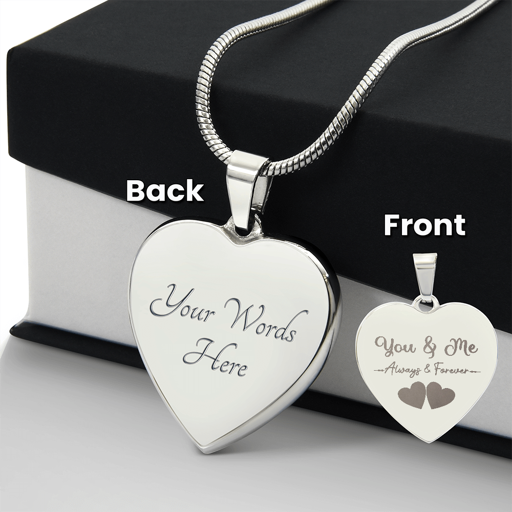 Wife, Girlfriend, Soulmate Christmas, Anniversary, Birthday Gift - Engraved Personalized Heart Pendant Necklace