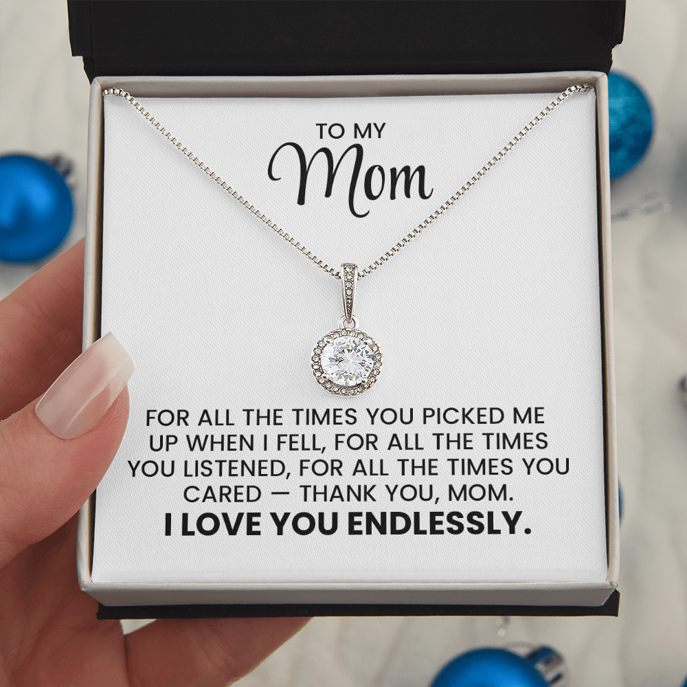 To My Mom - Christmas, Birthday, Mother's Day Gold Pendant Necklace Gift With Heartfelt Message Card
