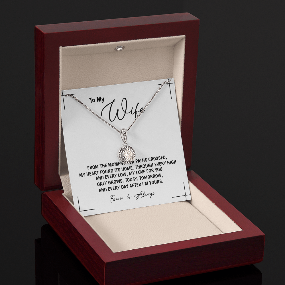 To My Wife - Anniversary, Birthday, Christmas Eternal Hope Gold Necklace With Heartfelt Message Card