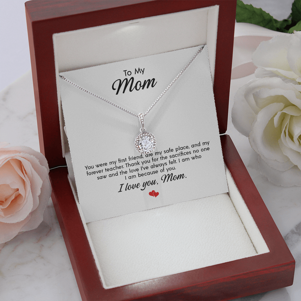To My Mom - Birthday, Christmas, Special Occasion Gold Pendant Eternal Hope Necklace With Heartfelt Message Card
