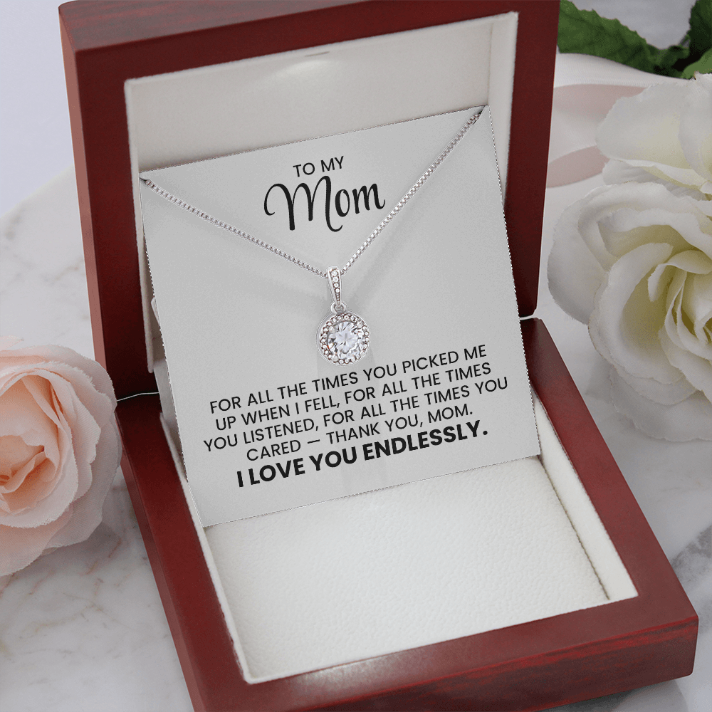To My Mom - Christmas, Birthday, Mother's Day Gold Pendant Necklace Gift With Heartfelt Message Card