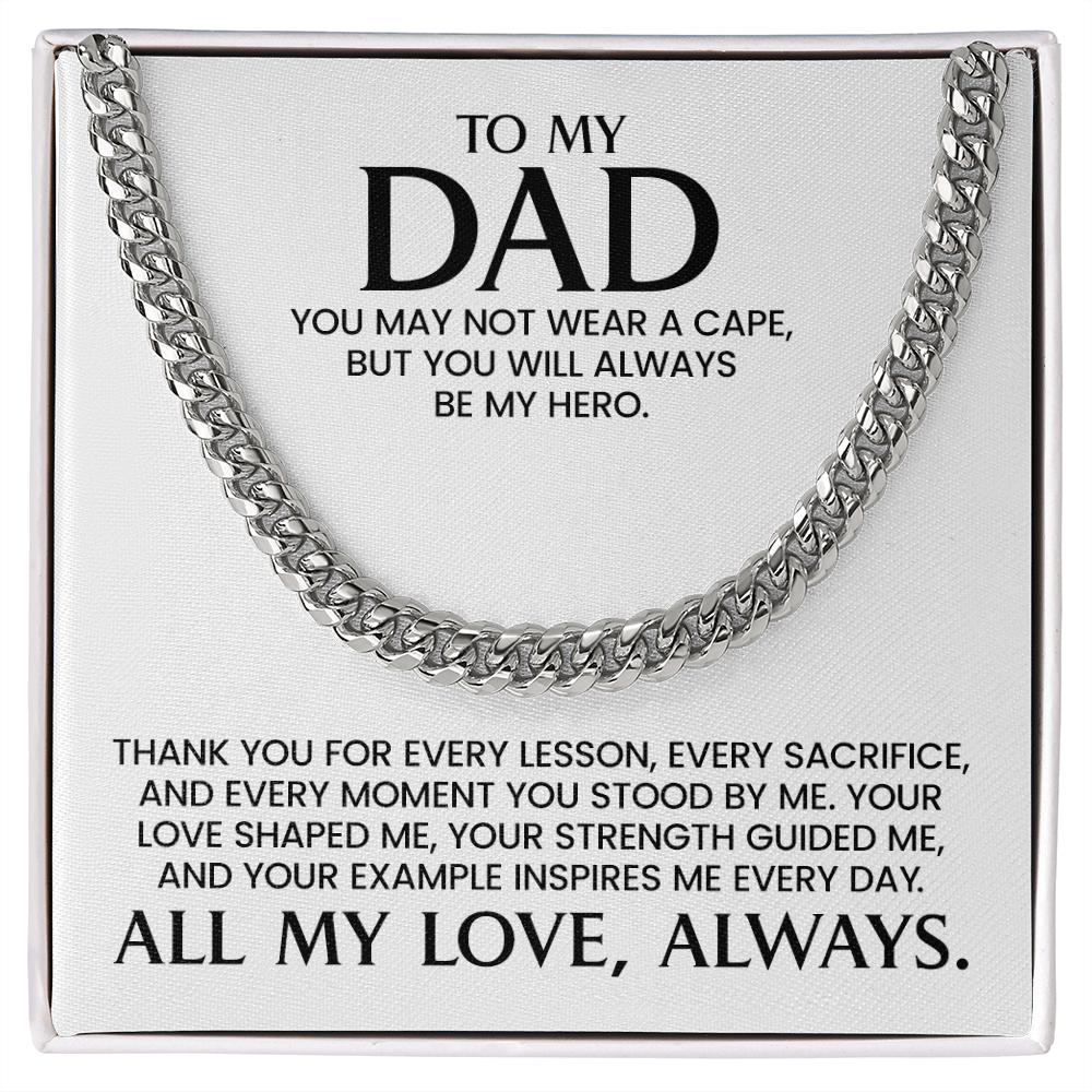 Dad Gift For Christmas, Birthday, Father's Day - Cuban Link Chain With Heartfelt Message Card