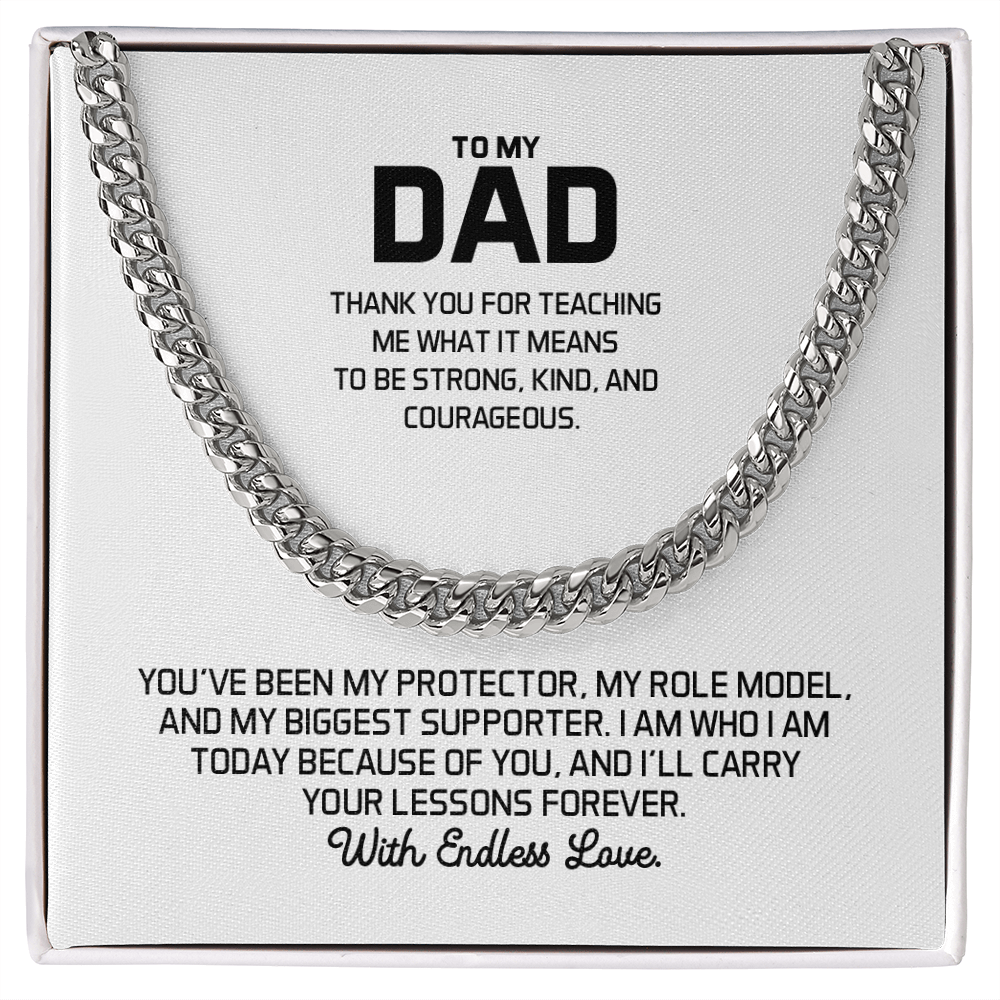 Dad Gift For Christmas, Birthday, or Special Occasion - Cuban Chain Gold Necklace With Heartfelt Message Card