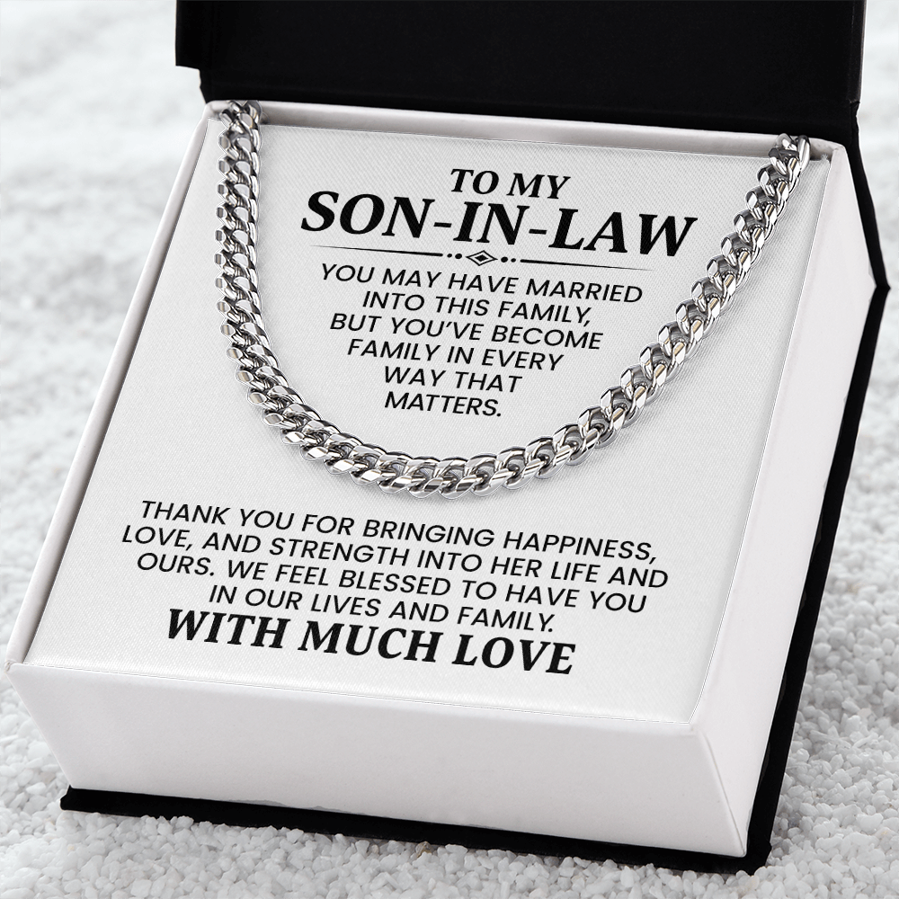 Son-in-Law Gift For Christmas, Birthday, Anniversary - Cuban Link Chain With Message Card