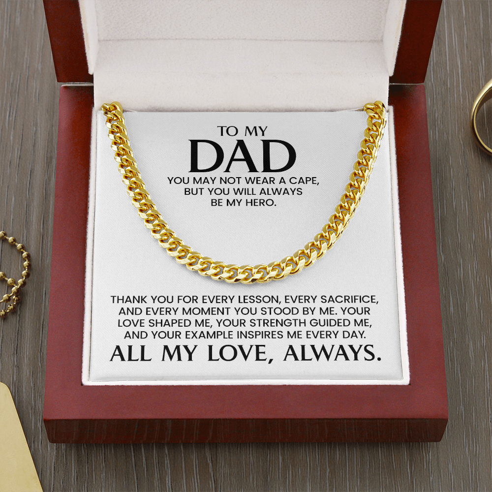 Dad Gift For Christmas, Birthday, Father's Day - Cuban Link Chain With Heartfelt Message Card
