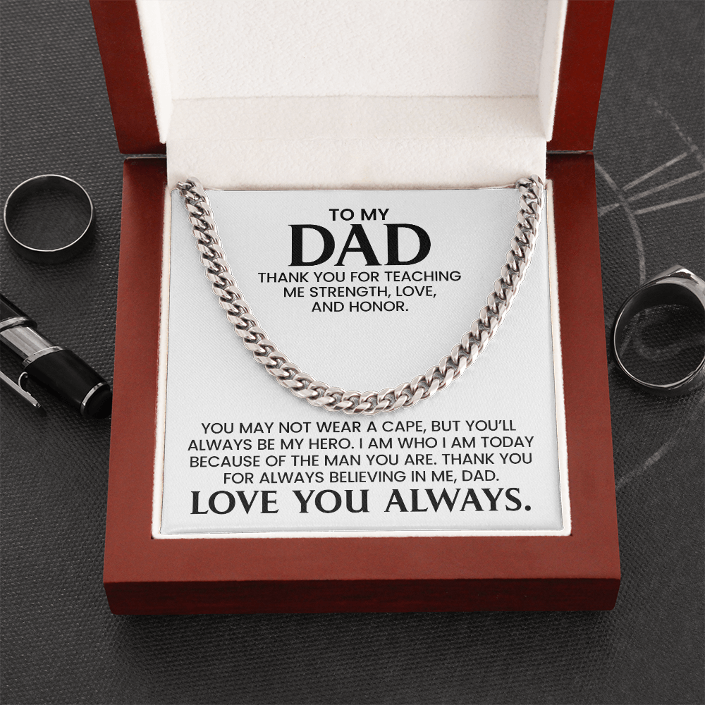Dad Gift For Christmas, Birthday, Father's Day - Cuban Link Chain In Gold Or Stainless Steel With Heartfelt Message Card