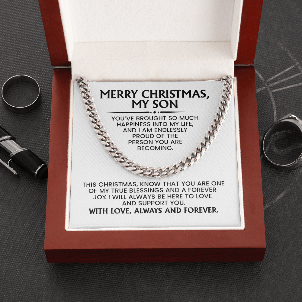 Son Christmas Gift - Cuban Link Chain With Message Card