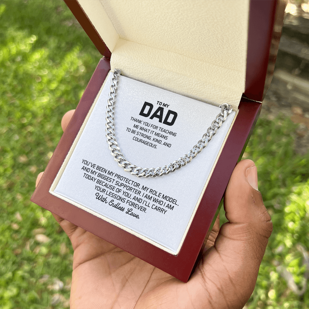 Dad Gift For Christmas, Birthday, or Special Occasion - Cuban Chain Gold Necklace With Heartfelt Message Card