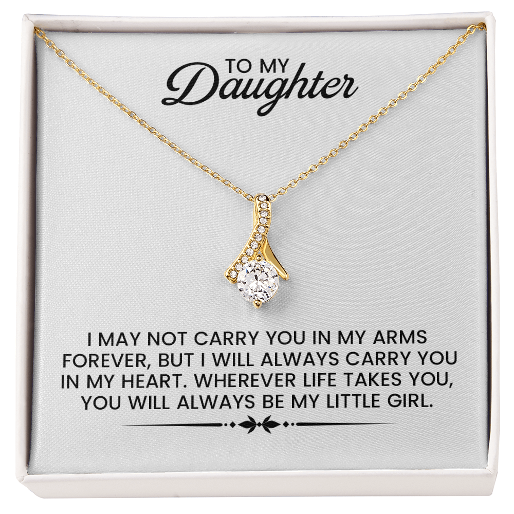 To My Daughter - Christmas, Birthday, Special Occasion Gold Alluring Beauty Pendant Necklace With Heartfelt Message Card