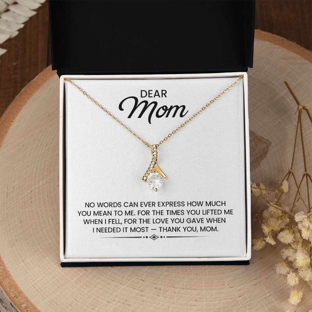Mom Gift For Christmas, Birthday, Mother's Day - Alluring Beauty Gold Pendant Necklace With Heartfelt Message Card