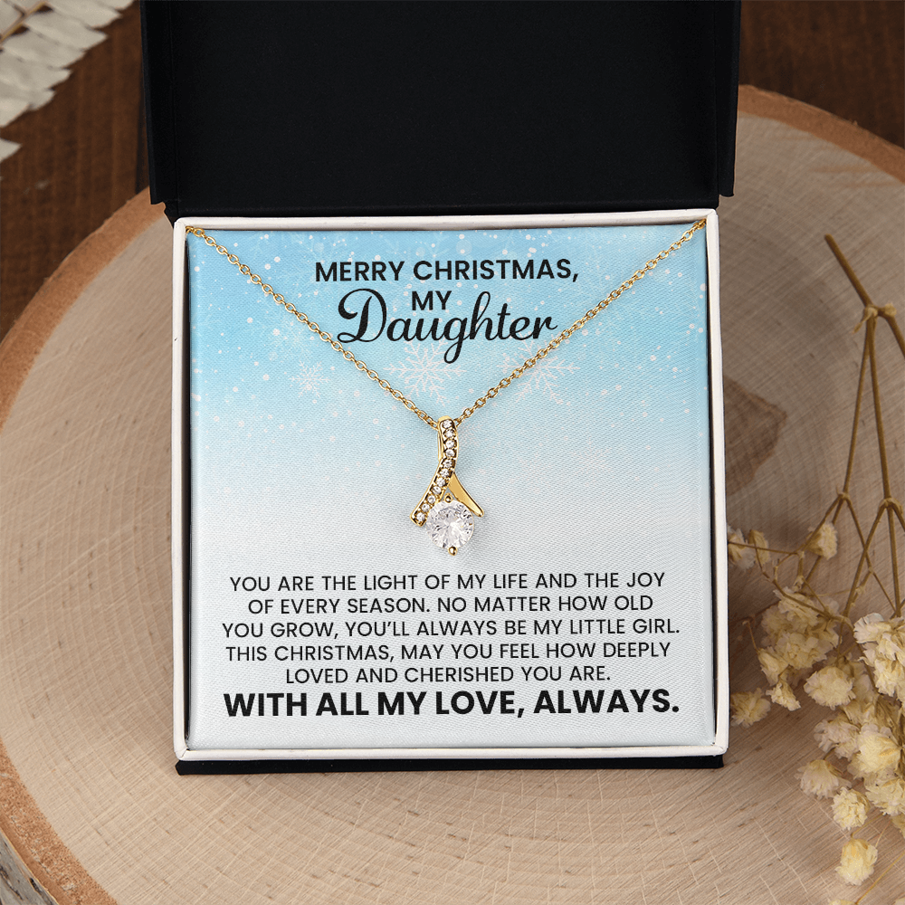 My Daughter Christmas Necklace Gift - Alluring Beauty Gold Pendant Necklace With Heartfelt Message Card