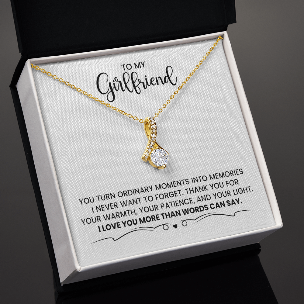 To My Girlfriend - Christmas, Birthday, Anniversary, Special Occasion Alluring Beauty Gold Necklace Gift With Heartfelt Message Card