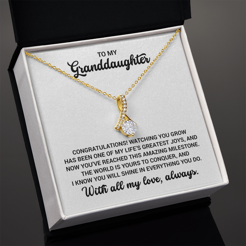 Granddaughter Gift - Birthday, Graduation, Special Occasion Gold Pendant Necklace With Heartfelt Message Card