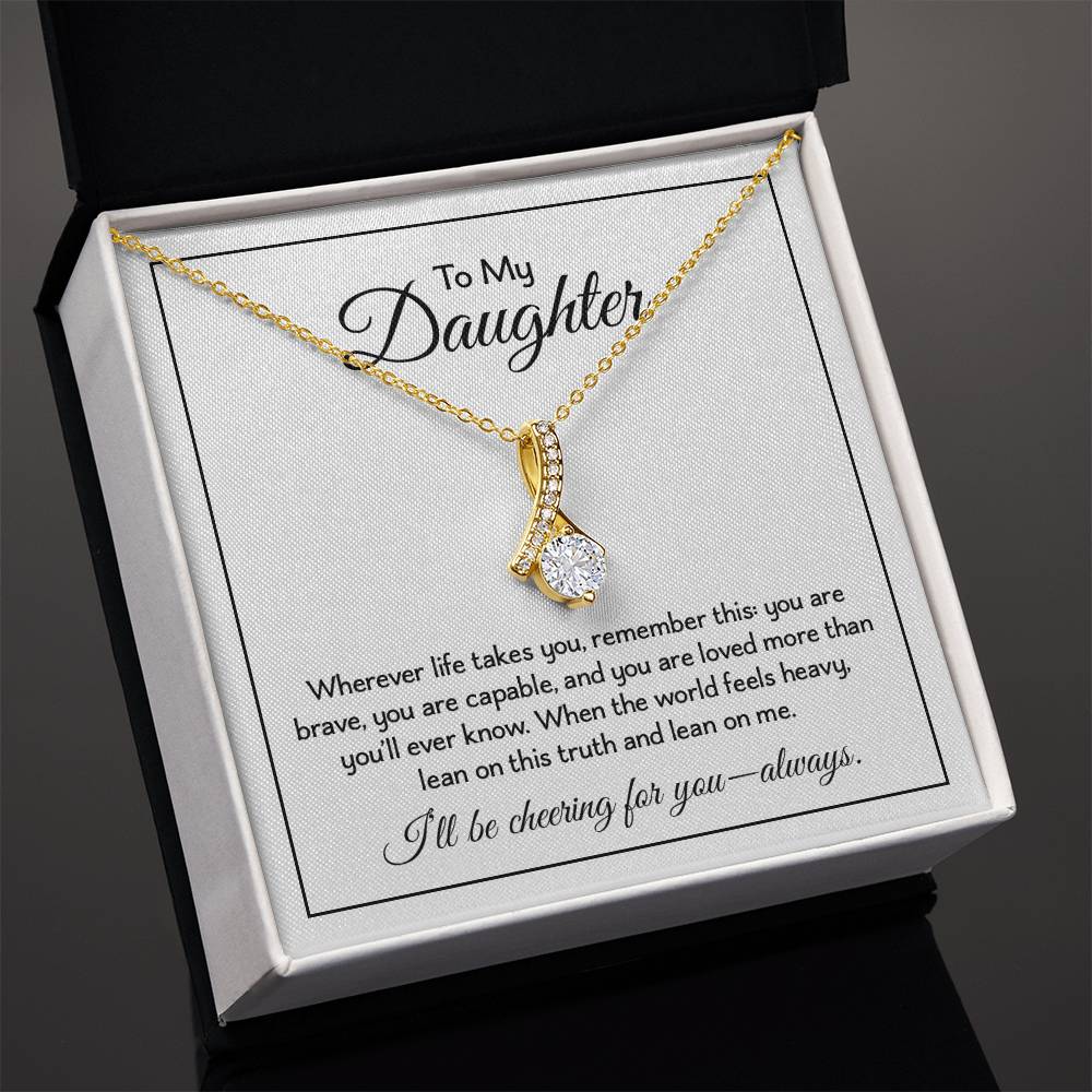 To My Daughter - Birthday, Graduation, Christmas Gold Alluring Beauty Necklace With Heartfelt Message Card