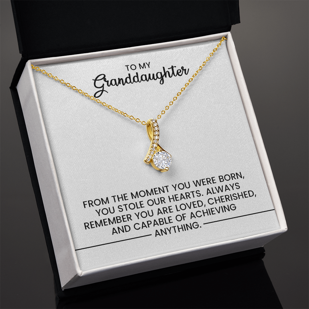 To My Granddaughter, Christmas, Birthday, Graduation Gift - Gold Pendant Necklace With Heartfelt Message Card
