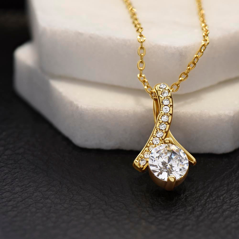 To My Daughter - Birthday, Graduation, Christmas Gold Alluring Beauty Necklace With Heartfelt Message Card