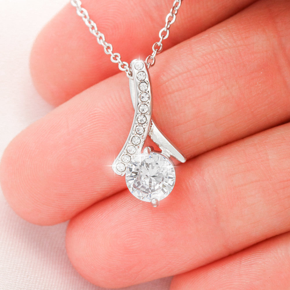 To My Wife - Anniversary, Birthday, Christmas Gift Alluring Beauty Gold Necklace With Heartfelt Message Card