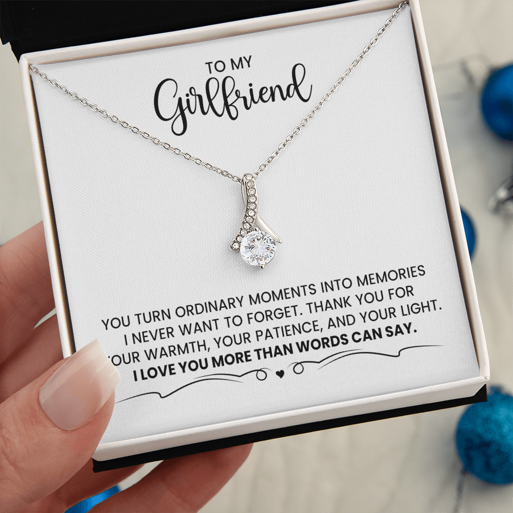 To My Girlfriend - Christmas, Birthday, Anniversary, Special Occasion Alluring Beauty Gold Necklace Gift With Heartfelt Message Card