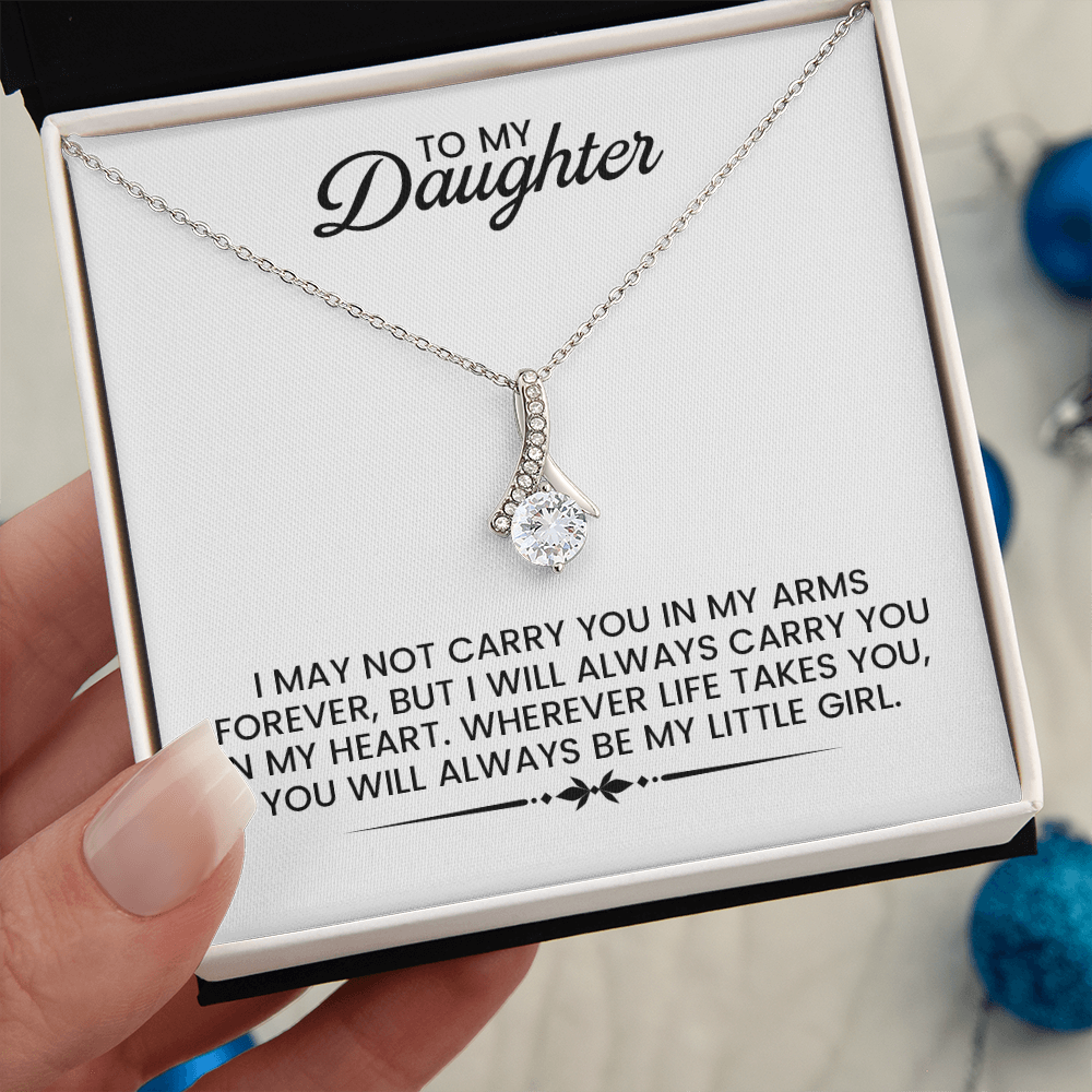 To My Daughter - Christmas, Birthday, Special Occasion Gold Alluring Beauty Pendant Necklace With Heartfelt Message Card