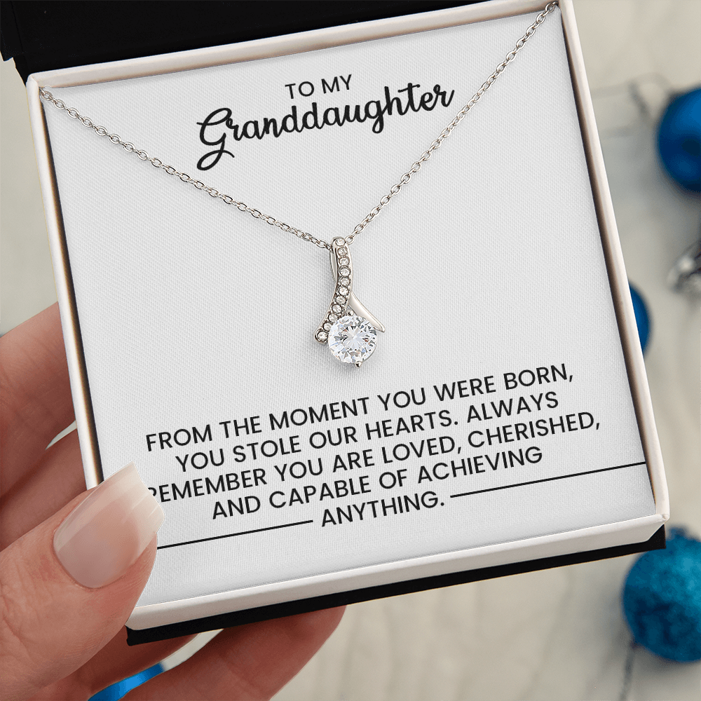To My Granddaughter, Christmas, Birthday, Graduation Gift - Gold Pendant Necklace With Heartfelt Message Card
