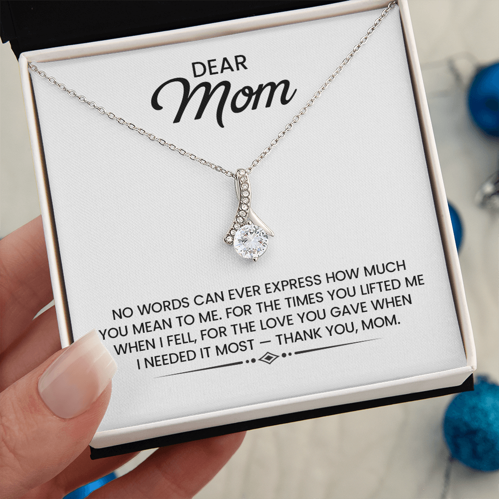 Mom Gift For Christmas, Birthday, Mother's Day - Alluring Beauty Gold Pendant Necklace With Heartfelt Message Card
