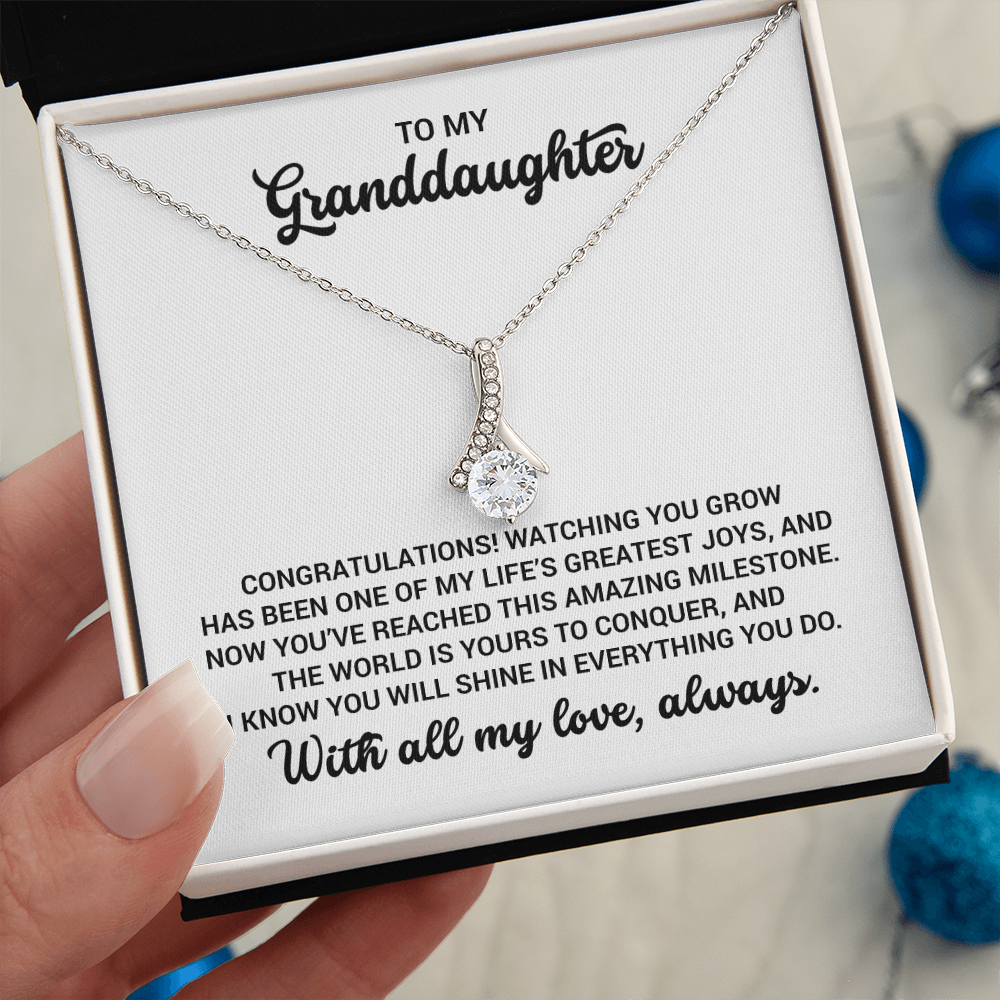 Granddaughter Gift - Birthday, Graduation, Special Occasion Gold Pendant Necklace With Heartfelt Message Card