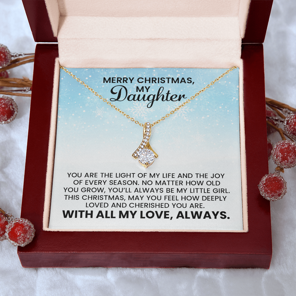 My Daughter Christmas Necklace Gift - Alluring Beauty Gold Pendant Necklace With Heartfelt Message Card
