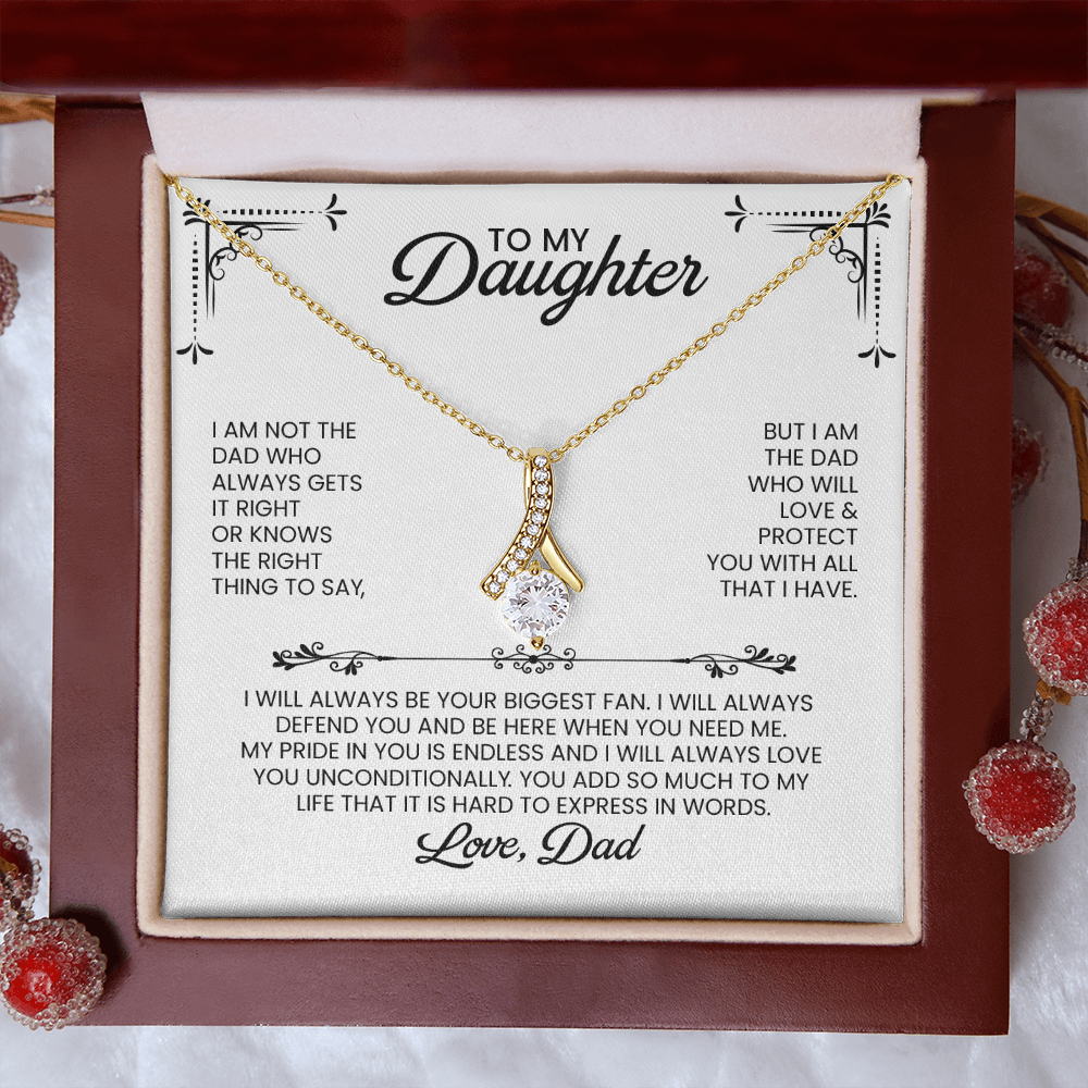 Daughter From Dad Gift For Christmas, Birthday, Graduation - Alluring Beauty Pendant Necklace With Message Card