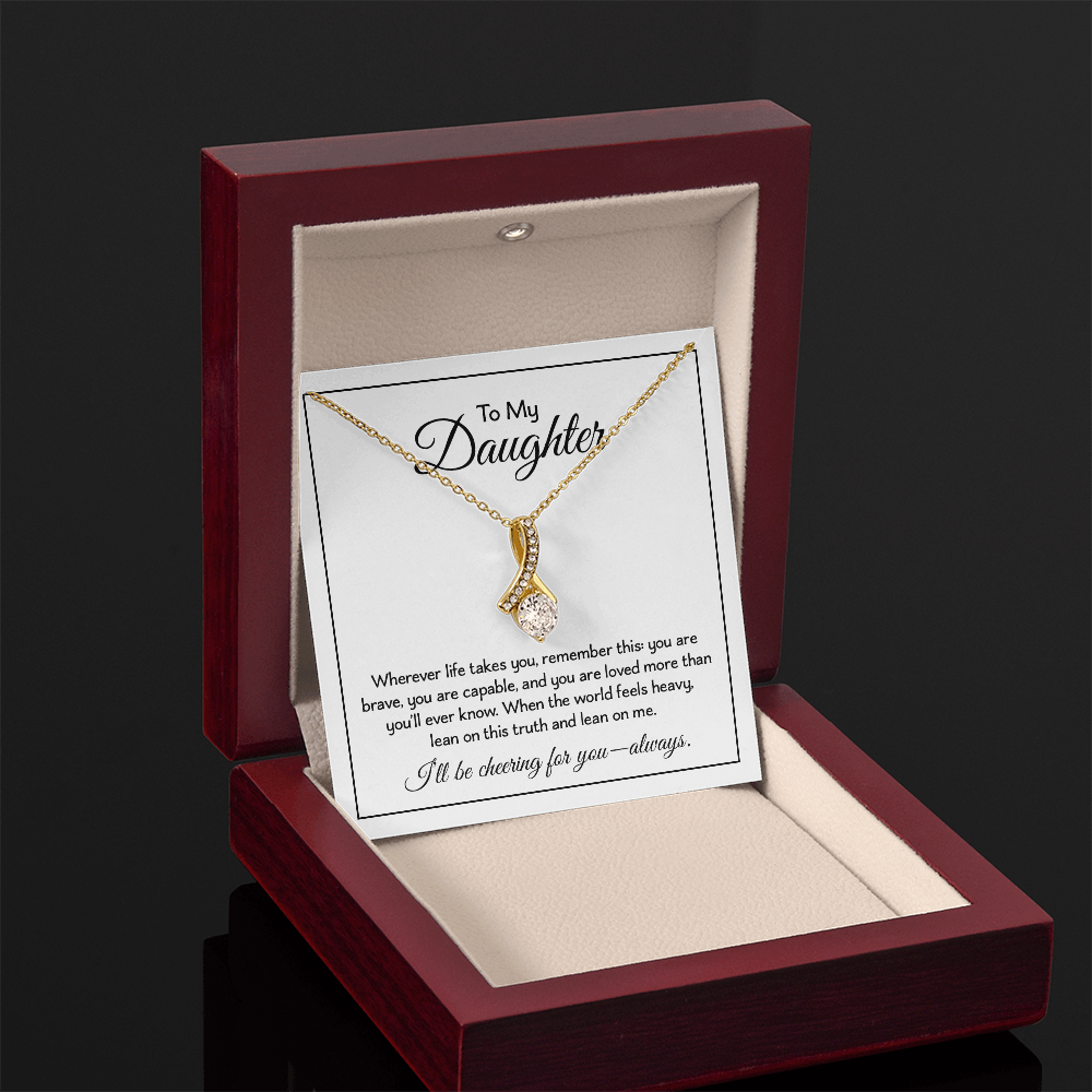 To My Daughter - Birthday, Graduation, Christmas Gold Alluring Beauty Necklace With Heartfelt Message Card