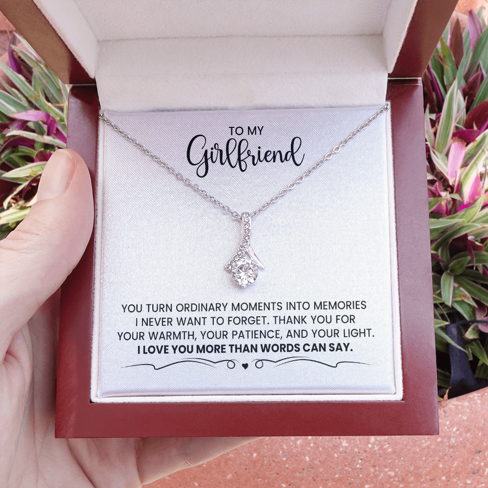 To My Girlfriend - Christmas, Birthday, Anniversary, Special Occasion Alluring Beauty Gold Necklace Gift With Heartfelt Message Card