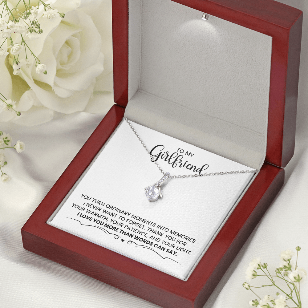 To My Girlfriend - Christmas, Birthday, Anniversary, Special Occasion Alluring Beauty Gold Necklace Gift With Heartfelt Message Card