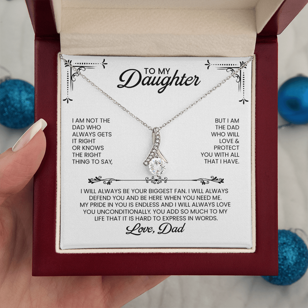 Daughter From Dad Gift For Christmas, Birthday, Graduation - Alluring Beauty Pendant Necklace With Message Card