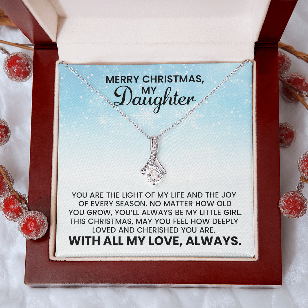 My Daughter Christmas Necklace Gift - Alluring Beauty Gold Pendant Necklace With Heartfelt Message Card