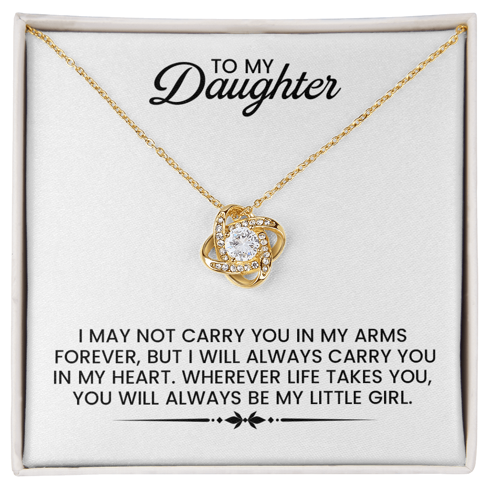 To My Daughter - Christmas, Birthday, Graduation, New Job, Special Occasion Gold Love Knot Necklace With Heartfelt Message Card