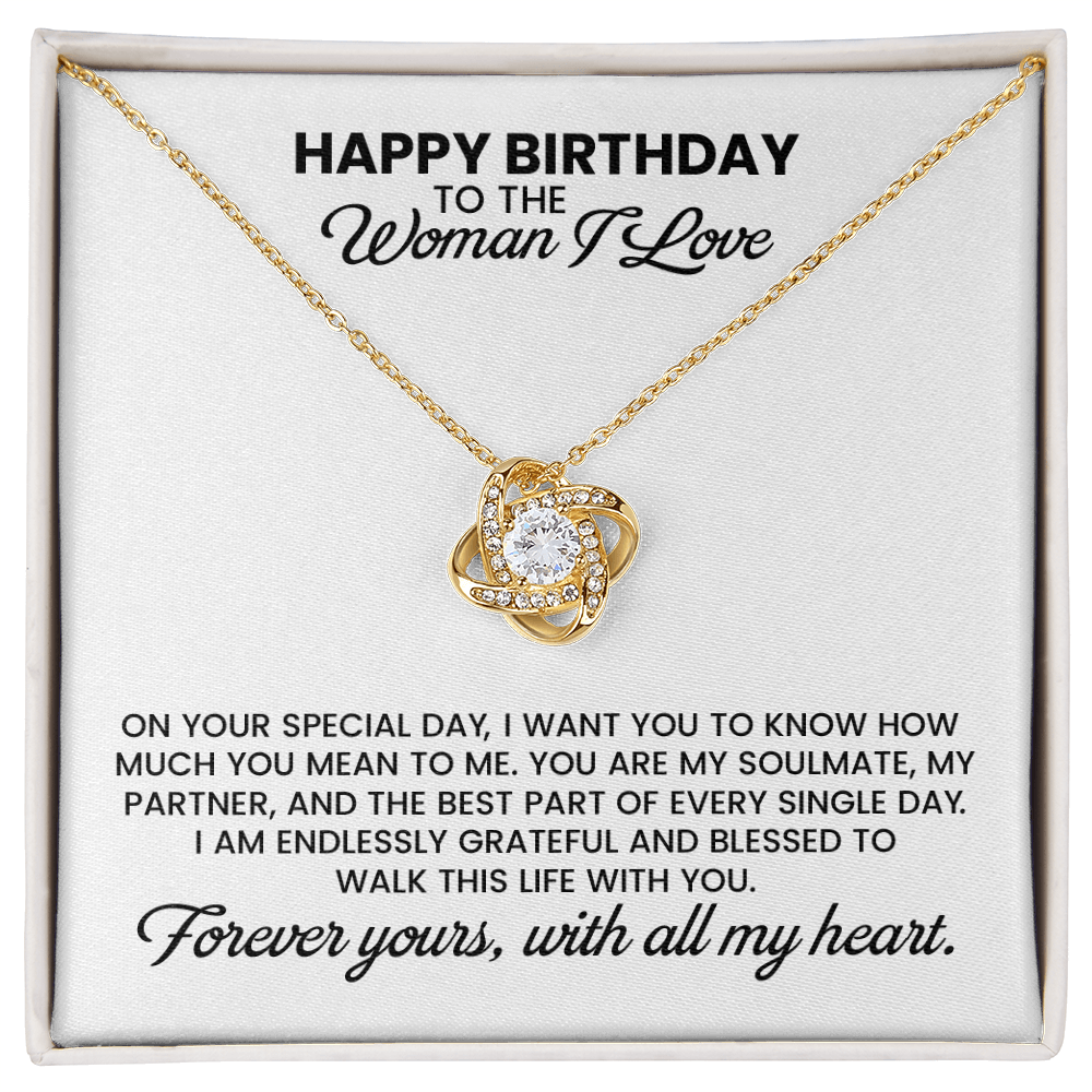 Birthday Gift For Wife, Girlfriend, Soulmate - Love Knot Pendant Necklace With Message Card