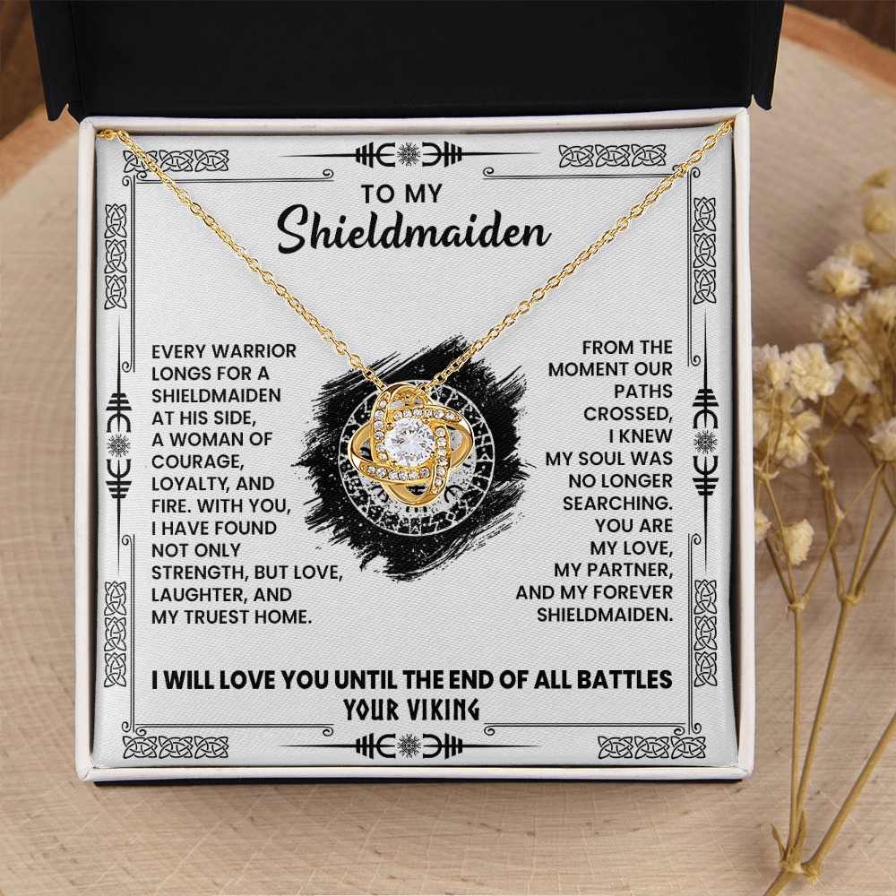 Shieldmaiden Gift for Christmas, Birthday, Anniversary - Love Knot Necklace with Message Card